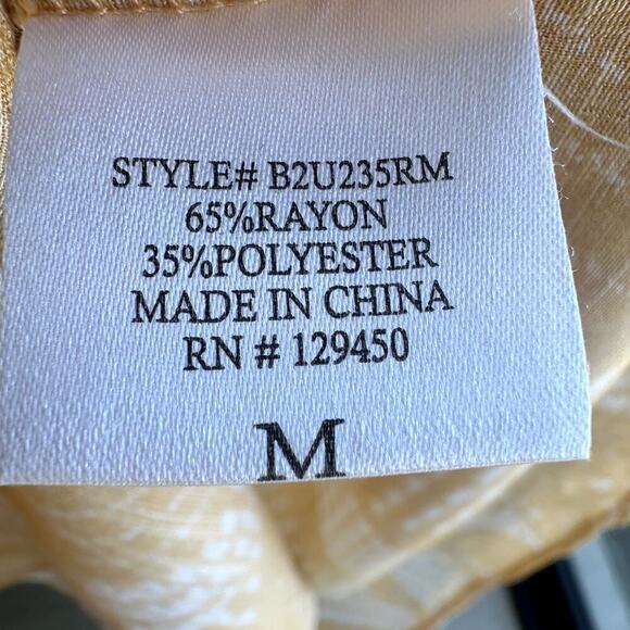 Fred David Women Yellow Chevron Print Button Top Blouse M Boho Vacation Retro - Picture 5 of 7